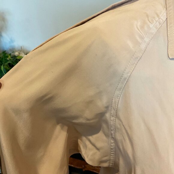 Bally Button Front Cropped Trench Jacket Long Sleeve Elastic Hem Size S Tan - Picture 4 of 6